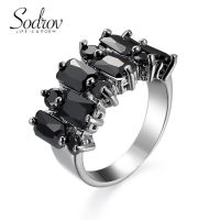 SODROV Luxury Crystal Black Jewelry Zircon Rings for Women Engagement Wedding Ring Festival Gift