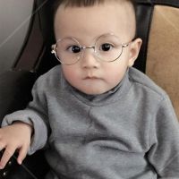 OKids R Round Children Metal Glasses Frame Decoration Children Plain EyeGlasses 3 Solid Colors Stainless Steel Glass