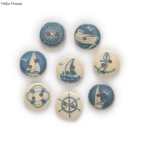 50pcs 2 Hole Mixed Navigation Wood Buttons Clothing Home Decor Sewing Scrapbooking Card Making DIY 15mm Haberdashery