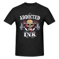 Addicted To Ink Skull Tattoo Lover Artist Machine Custom Design Gildan Man T-Shirts