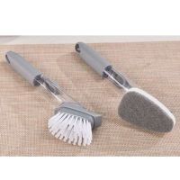 2Pcs Dish Brush Dish Scrubber Kitchen Dish Scrub Brush with Handle Dish Cleaning Brush Dish Wand for Dishes/Pots - Grey