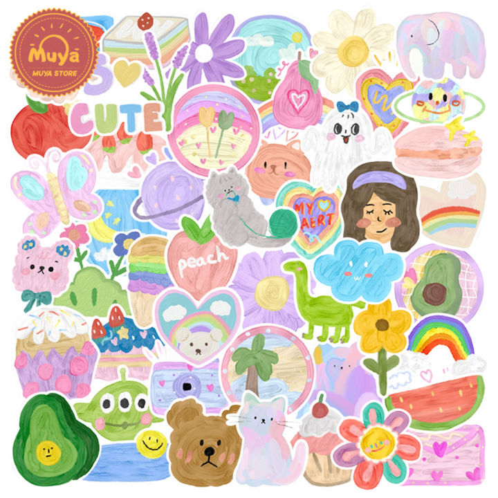 muya-50pcs-cartoon-painted-stickers-for-kids-cute-graffiti-stickers-waterproof-vinyl-stickers-for-laptop