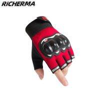 【JH】 Fingerless Motorcycle Gloves Men Durable Anti-slip Riding Electric Motos Cycling