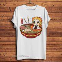 Kawaii Rengoku Kyoujurou Ramen ตลก Anime Tshirt ผู้ชายสั้นเสื้อ T สั้น Unisex Demon Slayer Kimetsu ไม่มี YaibaS-5XL