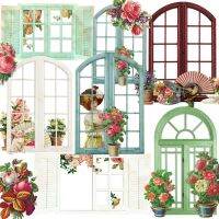 Vintage Window Rose Girl Sticker DIY Scrapbooking Diary Photo Album Junk Journal Happy Planner Decorative Gift