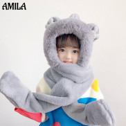 AMILA Mũ & Mũ Cho Trẻ Em Mùa Đông Khăn Quàng Cổ, Mũ, Găng Tay