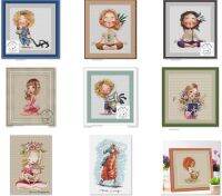 【hot】 Curly girl with basket cross stitch kit 18ct 14ct 16ct 25CT linen flaxen stitching embroidery  Styles