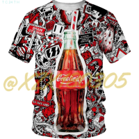 Bersiap 2023！untuk New！mengirim logo Coca Cola pria 3D dicetak kaos biasa 2023 20 High quality products （Freeprinting of names）