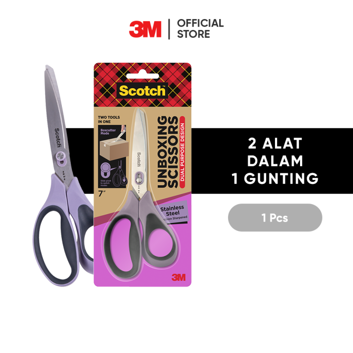 3M 1487 Scotch Stainless Steel Unboxing Scissors Purple 7in