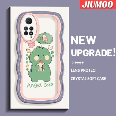 เคส JIUMOO สำหรับ Xiaomi Redmi Note 11 Pro 5G Note 11e Pro เค้กไดโนเสาร์น่ารักสร้างสรรค์เลนส์กล้องถ่ายรูปเคสโทรศัพท์แบบใสขอบครีมกันกระแทกเคสป้องกันแฟชั่นเคสโปร่งใสซิลิโคนนิ่ม