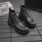 Giày Da Nam Combat Boots Cao Cổ Có Khóa Zip Chất Da Bò Đẹp Cao Cấp Trẻ