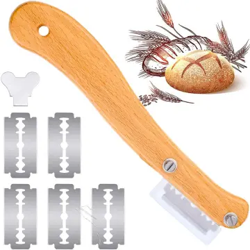 Wooden Handle Curved Bread Razor 304 Stainless Steel Bread Lame