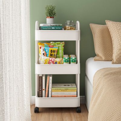[Free ship] Small trolley bedside shelf floor kitchen mobile bathroom bedroom toy snack storage