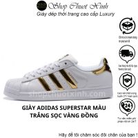 s06l5u8y0 Adidas Superstar Gold silver 2023 Adidas Superstar รองเท้าผ้าใบ สีขาว สีทอง