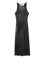 ZZOOI KLKXMYT TRAF Sequin Dress Woman 2023 Halter Long Dress Women Off Shoulder Sexy Evening Dresses Cocktail Elegant Party Dresses