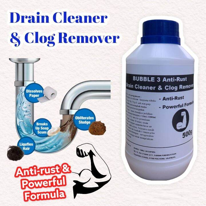 BUBBLE 3 ANTI-RUST DRAIN CLEANER & CLOG REMOVER / Drain Clog Remover ...