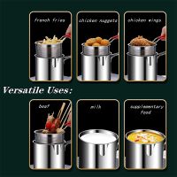 Japanese Tempura Frying Pot Stainless Steel Frying Pot with Strainer Basket Tong for French Fries Chicken