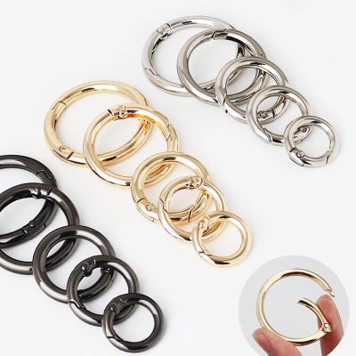 5Pcs 12-38mm Metal Spring Openable Gate Round O Ring For DIY Jewelry Making Keychain Bag Clips Hook Connector Dog Chain Buckles