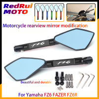 สากลรถจักรยานยนต์กระจก CNC ด้านข้างมองหลังสีฟ้าป้องกันแสงสะท้อนสำหรับ Yamaha FZ6 FZ6 FZ6N FZ6S fazer