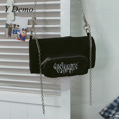 Y Demo Harajuku Letters Embroidery Women Chains Bag Punk Gothic ns One Shoulder Bag For Female 2021