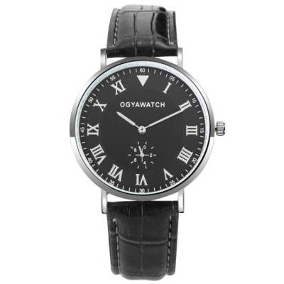 Minimalis Watch Thin Quartz Roman Numerals Leather Strap Men Watches One Eye Black Dial Ogya Sales Wristwatch