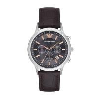 นาฬิกาข้อมือผู้ชาย ARMANI Renato Grey Dial Chronograph Brown Leather Strap Men Watch AR2513