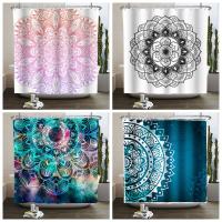 Mandala Boho Shower Curtain 180x180cm Waterproof Pattern Hippie Curtain For Bathroom Fabric Bathroom Decoration Set With Hooks