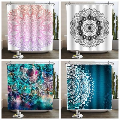 Mandala Boho Shower Curtain 180x180cm Waterproof Pattern Hippie Curtain For Bathroom Fabric Bathroom Decoration Set With Hooks
