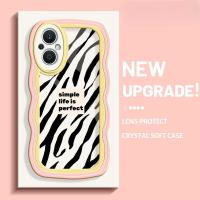 เคสสำหรับ OPPO Reno 7Z 5G Reno 8Z Reno7 Lite Reno8 Lite F21 Pro A96 5G ลายม้าลายมีสไตล์ใหม่ฝาครอบป้องกันขอบเคสโทรศัพท์แบบใสครีมลูกคลื่น