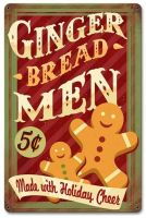 Tanlinxin Vintage Gingerbread Men Holiday ป้ายโลหะสำหรับบาร์ผับคลับ Man Cave Retro Wall Decor