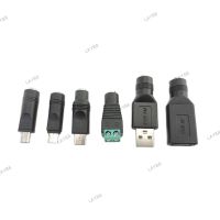 1x DC Power Female Jack to Mirco Type C Mini 5pin USB A Male Female converter Power Adapter Plug Connector for Laptop 5.5x2.1mm YB8TH