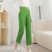 Fold slacks female the spring and autumn period and the new tall waist drape show thin scales plait nine points straight leg fashion loose big yards