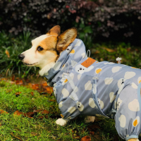 Fashion Welsh Corgi Dog Raincoat Jumpsuit Clothing Waterproof Dog Clothes Golden Retriever Rain Jacket Large Dogs Costume