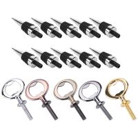 10Pcs Wine Stopper and 5Pcs Blank Stainless Steel Bottle Opener Chrome Bottle Stopper Bottle Opener Inserts Set Hardware