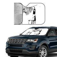 Banksy Ze Art Fun Vintage Sunshade Windscreen 76X140Cm Foils รถ Sunshade Ice Shield Dust Protection