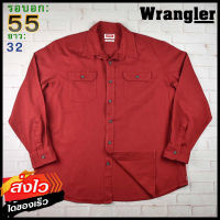 Wrangler®แท้ อก 55 เสื้อเชิ้ตผู้ชาย แรงเลอร์ สีแดง เสื้อแขนยาว เนื้อผ้าดี ใส่เที่ยวใส่ทำงาน