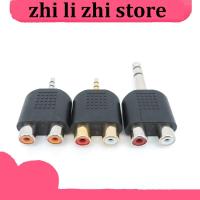 zhilizhi Store 1x 1/4 inch Audio 3.5mm 6.5mm 6.35mm Male Plug To 2 Dual Rca Female Jack plug Y Splitter stereo Connector Converter AV Adapter