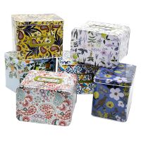 Flowers Tin Storage Box with Label Holder Large Capacity Candy Biscuits Box Home Organizer Coffee Sugar Tea Container