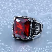 Vintage Crown Ruby Mens Ring Crystal Jewelry Red Zircon Rings for Men Size 7-14