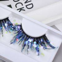 Color Luminous 3D False Eyelashes Natural Nude Makeup Stage Makeup Glitter Powder Sequin Drill Thick Exaggerated Style Eyelashes