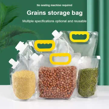 Grain Moisture-proof Sealed Bag Resealable Washable Clear Grain Storage  Suction Bags Stand Up Sealed Odor-Resistant Rice Packagi