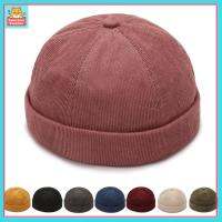 GQBN44V3 ผ้าลูกฟูก หมวกกลมๆ ปรับได้ปรับได้ แข็งและแข็งแรง หมวก skullcap ลำลองแบบสบายๆ ผ้าคอตตอน หมวกฮิปฮอป ใช้ได้ทุกเพศ