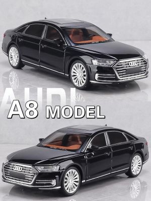 1/24 A8 Luxury Miniatures Diecast Alloy Simulation Model Car Collection Decoration Sound &amp; Light Toys For Kids Christmas Gifts
