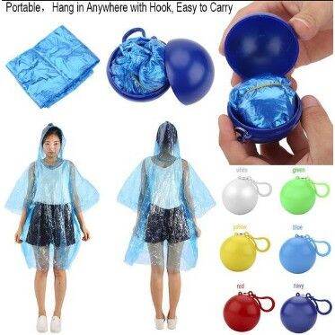 Spherical Round Plastic Raincoat Key Chain Disposable Raincoat Rain ...