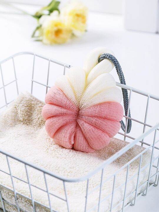 cw-exfoliating-scrubber-soft-shower-mesh-foaming-sponge-pumpkin-accessories-new