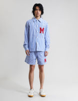 [MOO 5/22] Casual blue M striped shorts กางเกงผู้ชาย ขาสั้น ผ้าลายทาง แต่งปัก M