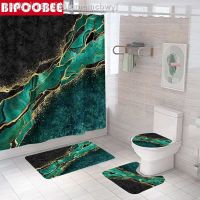 【CW】♧✁◆  Luxury Abstract Stone Painting Shower Curtain Mixture Marble Curtains Toilet Non-Slip Rugs