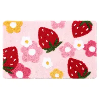 Toilet Absorbent Mat Nonslip Bathroom Bath Rugs Bedroom DoorMat Lovely Cartoon Strawberries Pink Flooring Decor Outdoor Door Mat