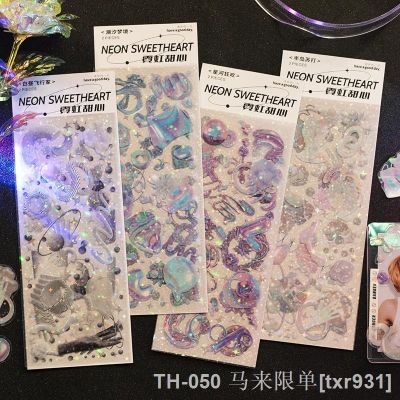 【LZ】❁◇  2Pcs Neon Sweetheart Series Decorative Sticker Retro Ins Dream Shiny Scrapbooking Material Label Diary Journal Planner