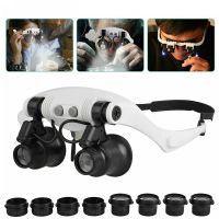 10X 15X 20X 25X Magnifying Glasses 10X 15X 20X 25X Led Light Lamp Head Loupe Jeweler Headband Magnifier Eye Glasses Optical Glass Tool Repair